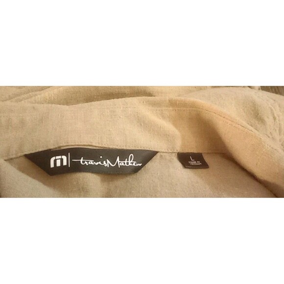 Travis Mathew Cloud Flannel Button Up Shirt Tan Men's Size Large - Picture 3 of 5
